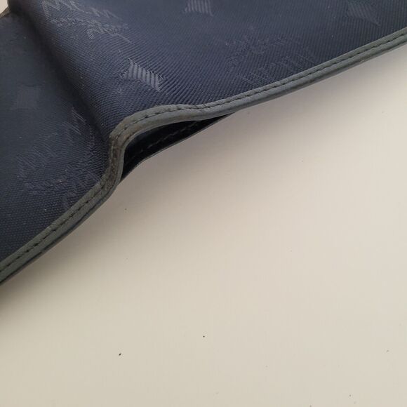 MCM Vintage Men's Wallet Card Case Leather Designer Bifold Signature Navy Blue - Picture 14 of 14